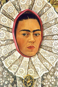 Autorretrato de Frida Kahlo (1948) usando un huipil grande