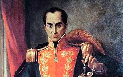 Un retrato de Simón Bolívar.